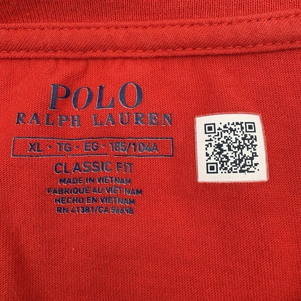 Polo Ralph Lauren Pocket T Shirt Mens XL Red Classic Fit Lime Green Pony Logo